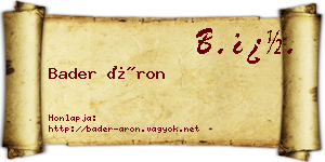 Bader Áron névjegykártya